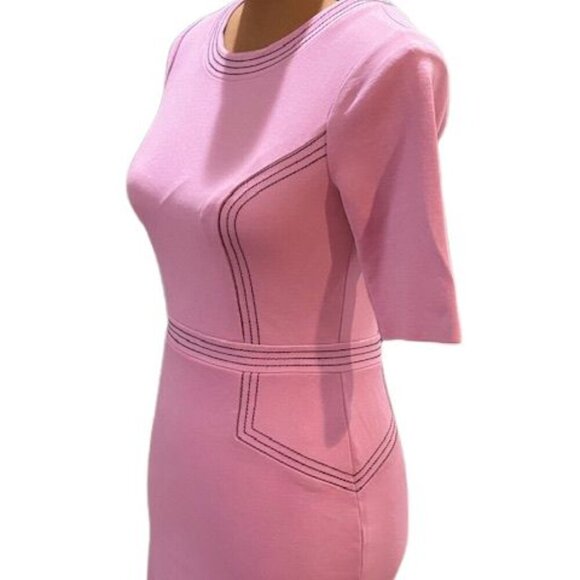 Boden Purple Fitted Ponte Short Sleeve Crew Neck Dress with Stitch Detailing - Picture 6 of 13